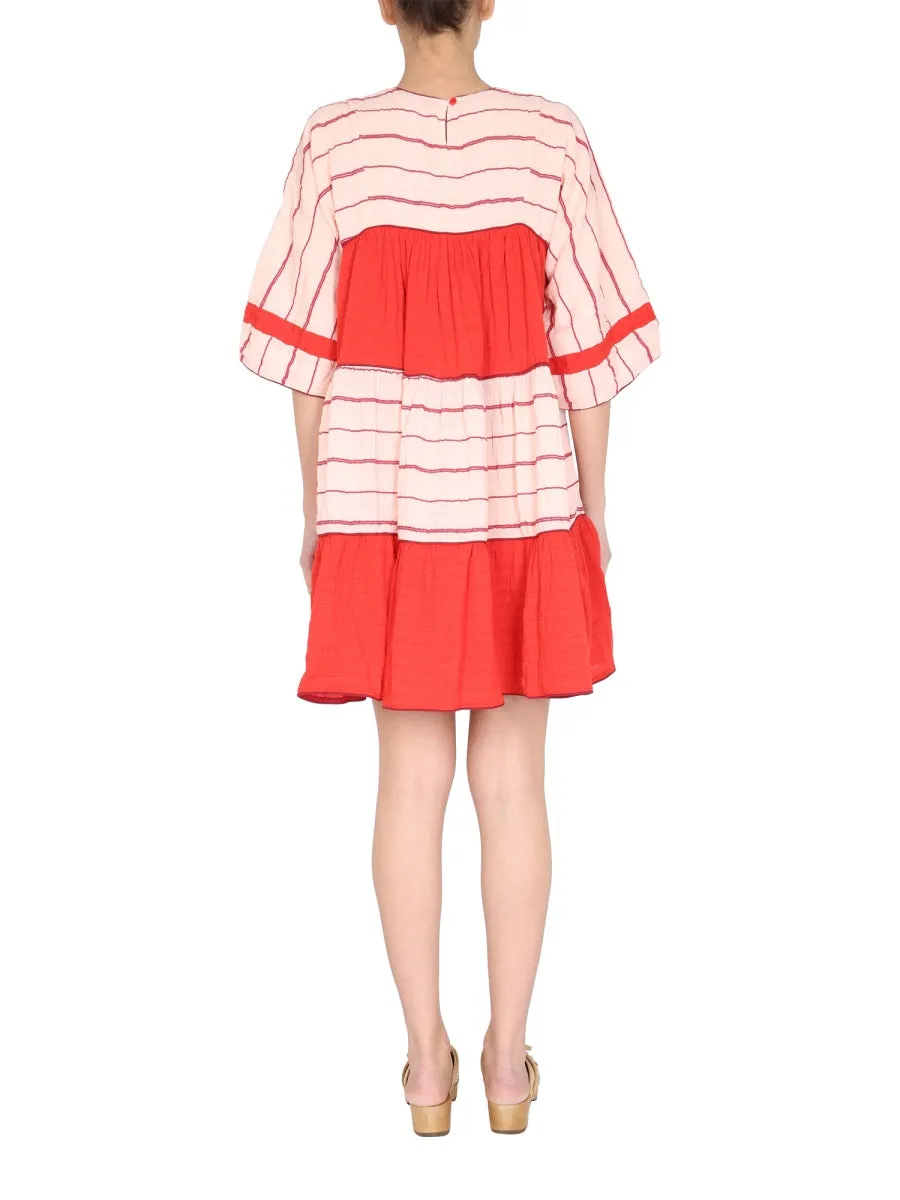 YMC Stripe Print Panelled Mini Dress