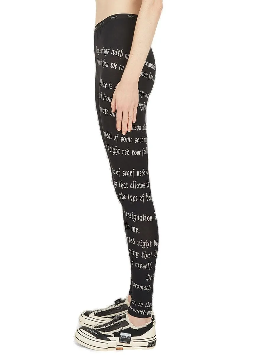 Yohji Yamamoto Logo Waistband Script Printed Leggings