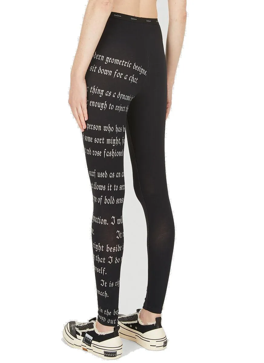 Yohji Yamamoto Logo Waistband Script Printed Leggings