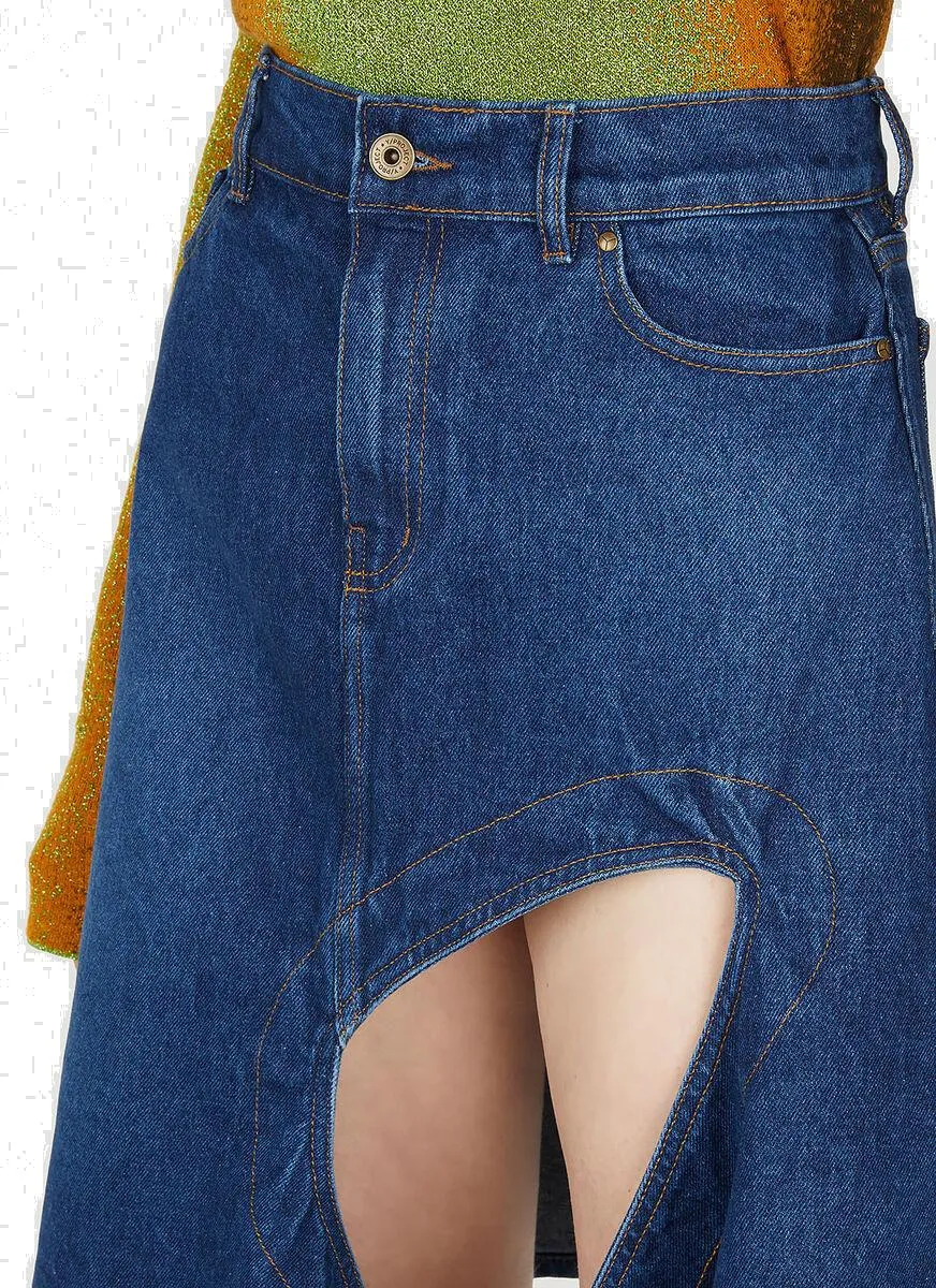Y/Project Cut Out Denim Midi Skirt