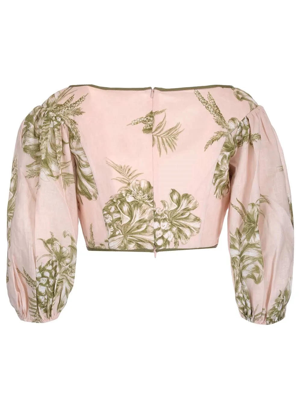 Zimmermann Empire Puff-Sleeved Cropped Top